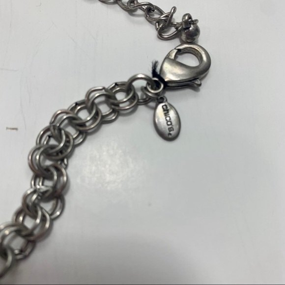 CHICO’S SILVER PENDANT NECKLACE WITH BLUE STONE - Picture 4 of 5